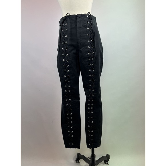 A.L.C. Black Lace Up High Waist Pants Kim Kardashian‎ Size 6 - Picture 1 of 12